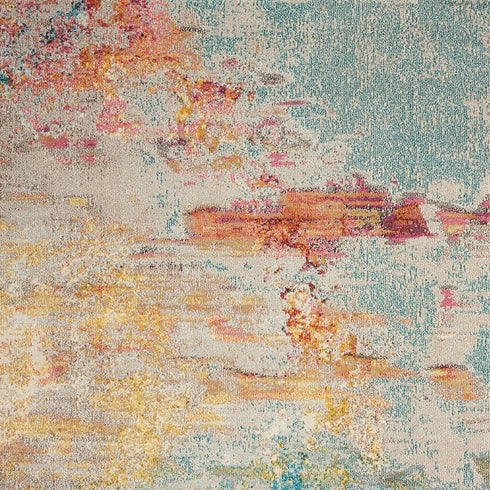 2' X 4' Sealife Abstract Power Loom Non Skid Area Rug